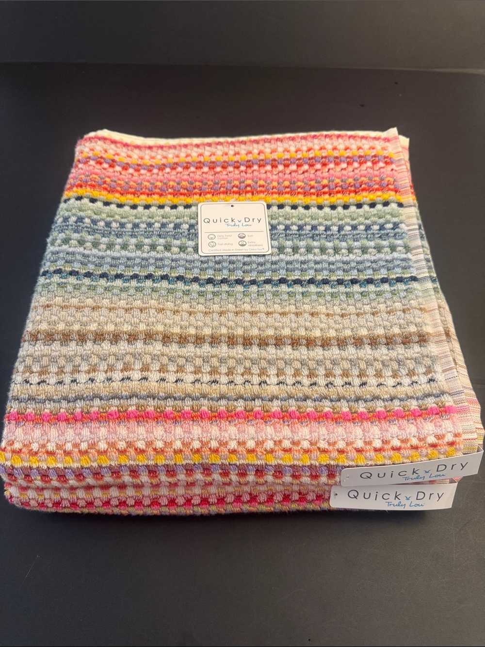 2pc TRULY LOU Quick Dry Zero Twist Cotton Bath Towel Set -Multi